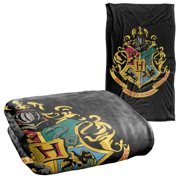 Harry Potter Hogwarts Crest Black Silky Touch Super Soft Throw Blanket 36" x 58"