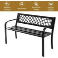 thumbnail image 4 of Outdoor Bench, Garden Bench with Iron Steel Frame, PVC Backrest, Mesh Pattern, Ergonomic Armrests, 500 lbs Metal Outside Bench for Patio Park Porch Lawn Yard Balcony Path Entryway Deck, 4 of 7