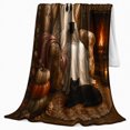 thumbnail image 2 of Ghost Sitting Armchair By Fireplace Halloween, Cozy Pet Portrait Pattern, Warm Flannel Blanket for Living Room and Reading Nook, Cat Lovers Halloween Gift, Pet Lover Home Decor, 2 of 9