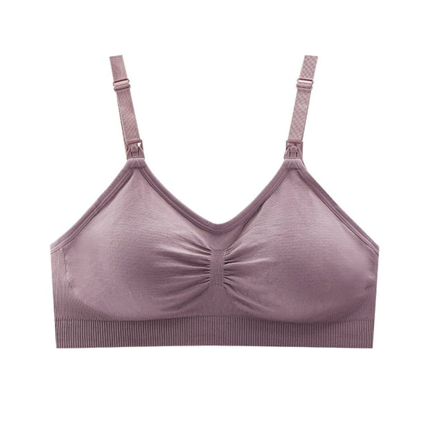 Gibobby Sujetadores para mujer El sujetador de lactancia para mujer sin botón de anillo de es para que las mujeres recojan el sujetador(Morado,G)