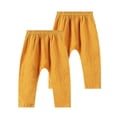 thumbnail image 2 of Qabnzmfo 2 Pack Cotton Uniform Pants for Toddler Boys Girls Elastic Waist Wide Leg Pants Summer Casual Pull On Trousers with Pockets, 2 of 6
