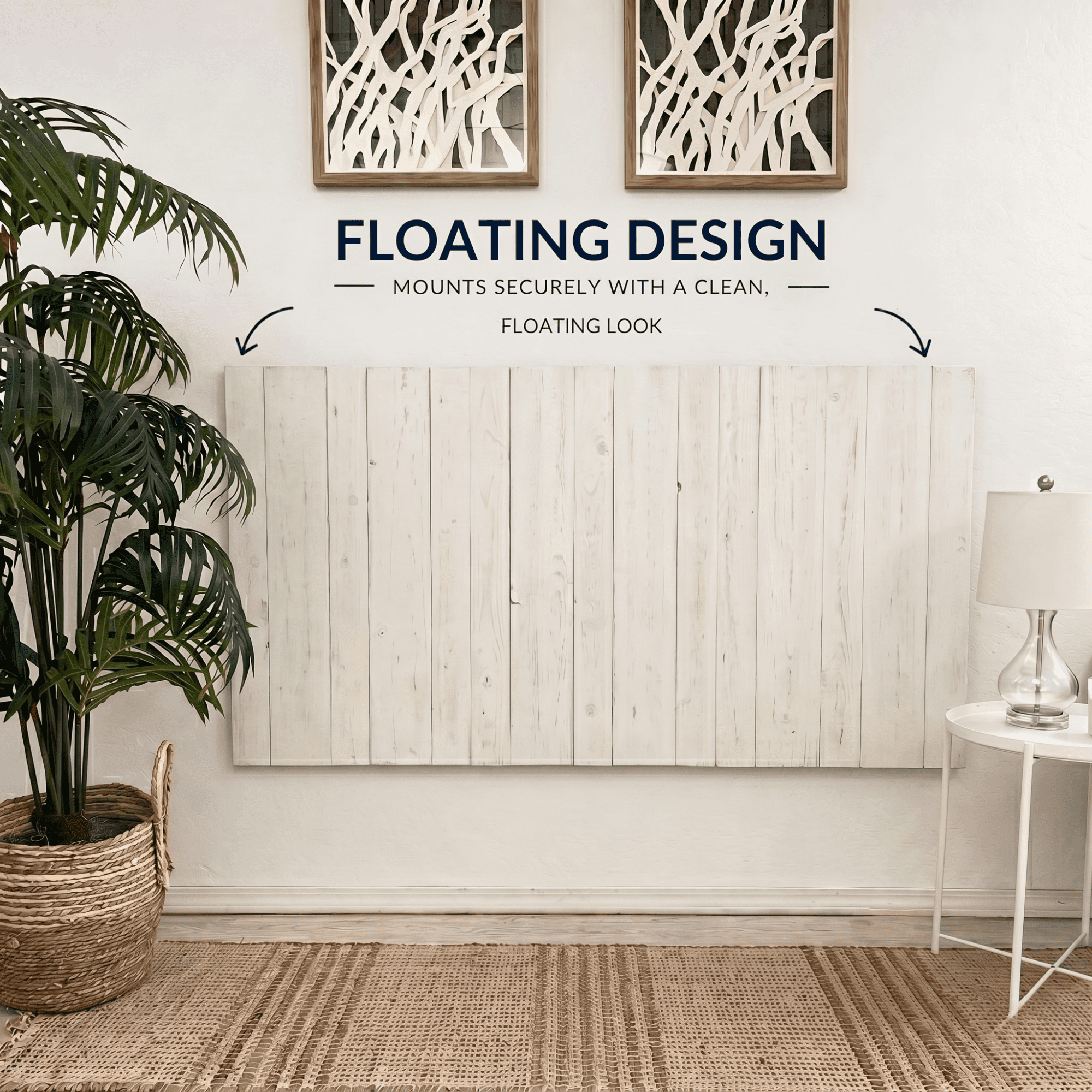 Barn Walls Solid Wood Headboard, Twin Size - White Coastline
