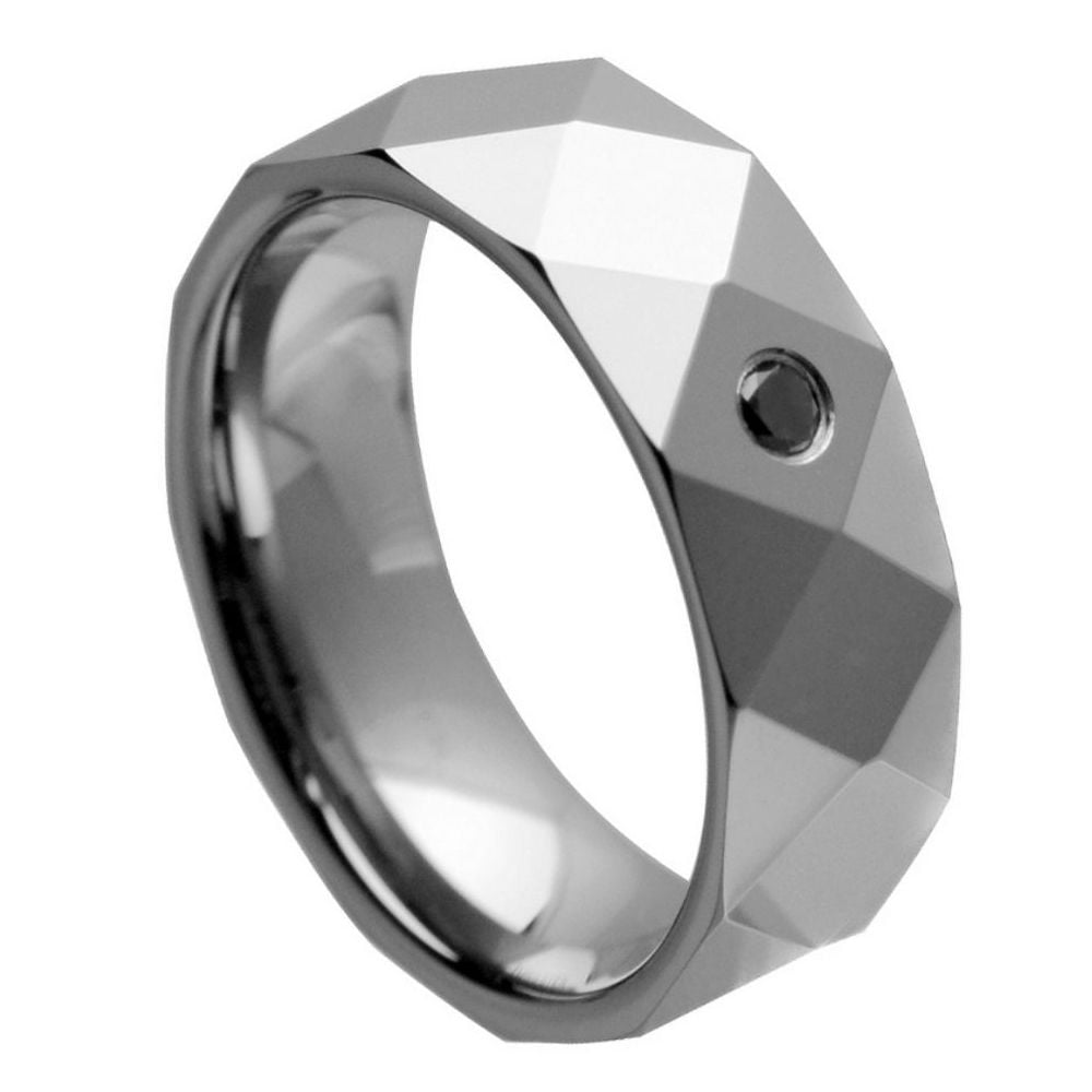 Details about   8mm Rectangle Faceted Shiny Tungsten Jewelry Men's Wedding Band 