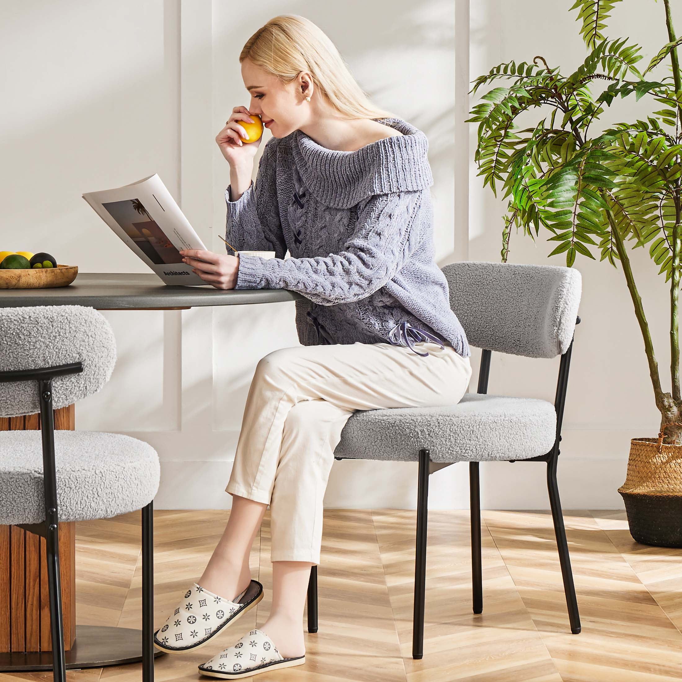 edx Upholstered Dining Chairs, Mid Century Modern Round