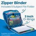 thumbnail image 5 of Case-it The Mighty Zip Tab Zipper Binder - 3 Inch O-Rings - 5 Color Tab Expanding File Folder - Multiple Pockets - 600 Sheet Capacity - Comes with Shoulder Strap, D-146 Watercolor Sky, 5 of 7
