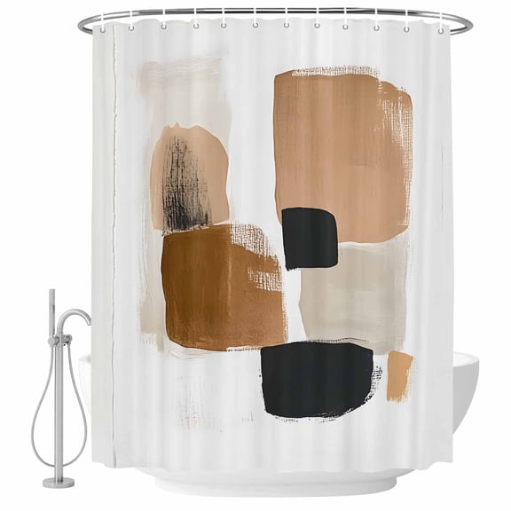 Xipuska Beige Abstract Art Shower Curtain - Water Repellent Fabric Shower Curtains Washable, Geometric Contemporary Luxury Decorative Polyester Cloth Bathroom Curtains Modern Bath Decor 66"x72"