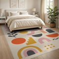 thumbnail image 3 of ODIKA 8'x10' Warm Earth Tones Retro Geometric Design Washable Area Rug 70s Inspired Abstract Shapes and Patterns Non-Shedding, Easy Care, for King Size Bedroom Under Bed, Master Suite, 3 of 7