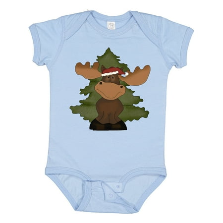

Inktastic christmas moose tree Boys or Girls Baby Bodysuit