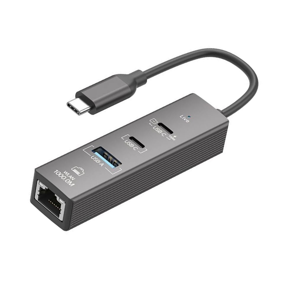 USB C to Gigabit Ethernet Adapter, 5-in-1 USB C Hub with 1000Mbps RJ45, 100W PD Charging, 2 USB-C Data Ports & USB-A Port for Laptop, MacBook, iPad Pro, Surface, Chromebook, Dell XPS