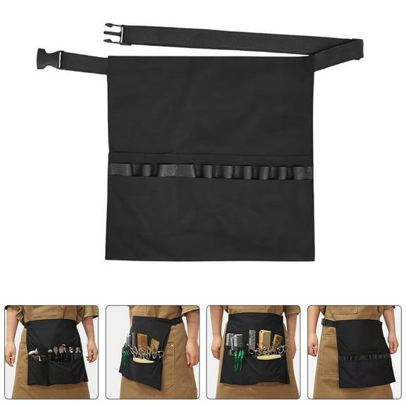 OUNONA 2pcs Hair Stylist Tool Apron With Adjustable Waist Belt Classic Black Half Body Barber Apron Hairdressing Tool Bag For Salon Beauty