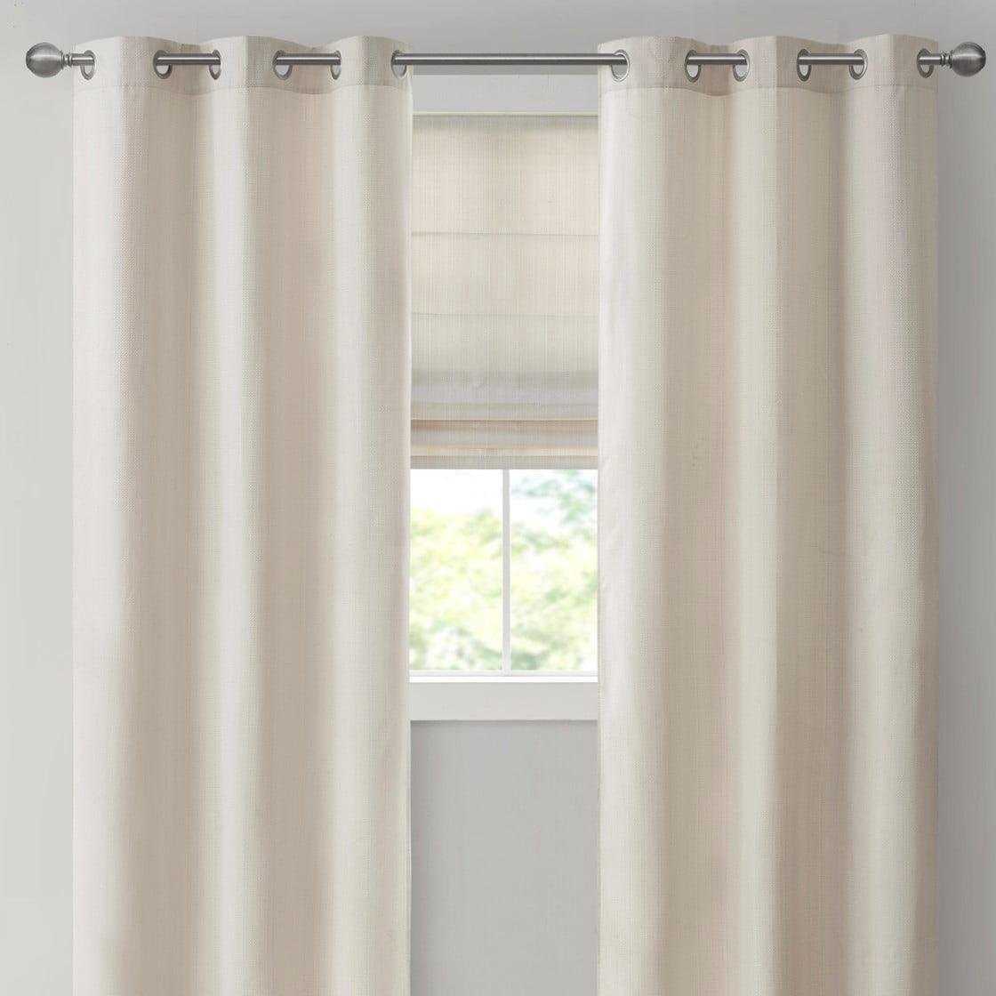MAYEERTY Basketweave Room Darkening Cordless Roman Shade, Ivory, 64" L x 29" W