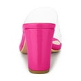 thumbnail image 4 of BLISSFUL STEP Women's Clear Point Toe High Block Heel Mules Slides Sandals Hot Pink 6.5, 4 of 8