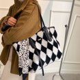 thumbnail image 3 of Bolsas La Axila Hombro Bolso Vagabundo Estética para Mujeres A Cuadros Pelares Gran Capacidad Con Cinta Escolar, 3 of 9