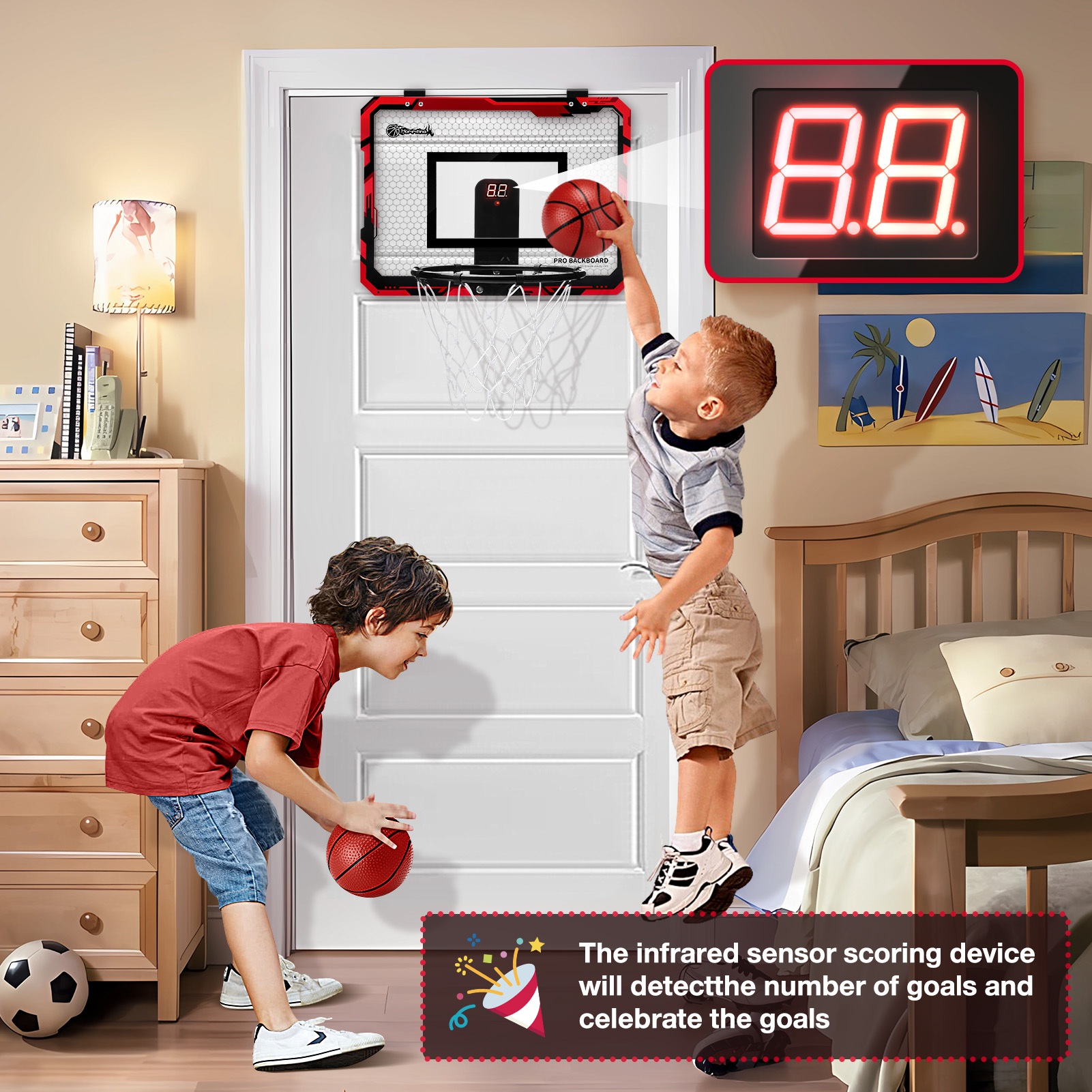 Ayieyill Mini Door Basketball Hoop with 3 Balls photo 7