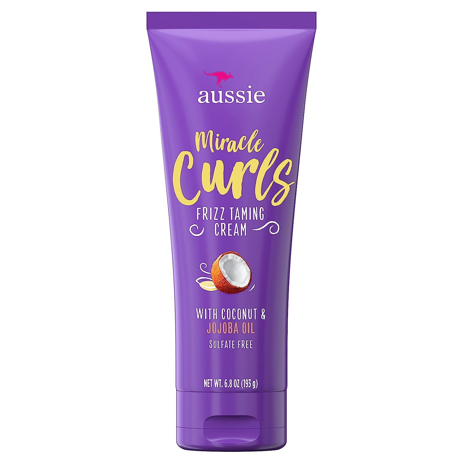Aussie Miracle Curls Frizz Taming Curl Cream, With Coconut & Jojoba 6.8