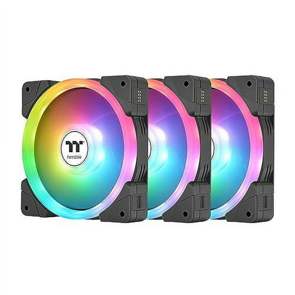 Thermaltake SWAFAN EX 12 Ventilateur de Refroidissement PC ARGB, 3-Ventilateurs pcak, 5002000 RPM, Connexion Magnétique, Pales Réversibles, Synchronisation avec Logiciel MB RGB, CL-F167-PL12SW-A, 120mm, Noir