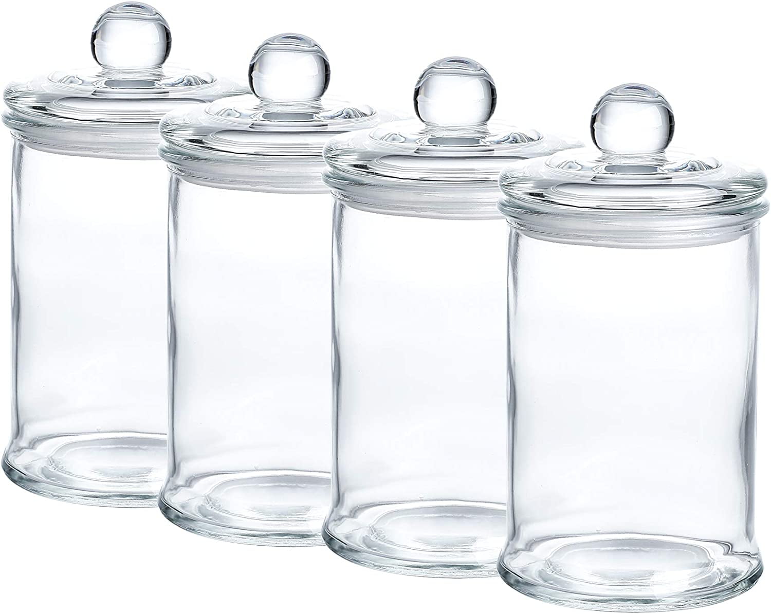 Whole Housewares Glass Apothecary Jars, Bathroom Storage Organizer Canisters, 3.1'D x 5.7'H