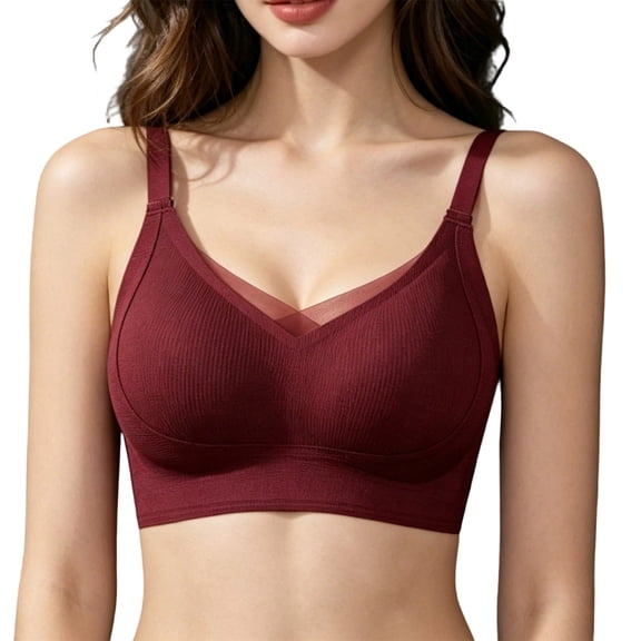 Qingpeng Womens Sports Yoga Bras Solid Color Push Up Seamless Supportive Adjustable Strap Wireless Mesh Everyday Bralettes