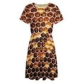 thumbnail image 4 of Honeycomb Print Women's Dress Short Sleeve Summer Sundress Summer Women Clothes, 4 of 7