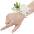 thumbnail image 1 of 1 pulsera de boda con rosas para novia, pulsera hawaiana bohemia de playa, pulsera de boda para mujer (blanco con perla) ER, 1 of 4