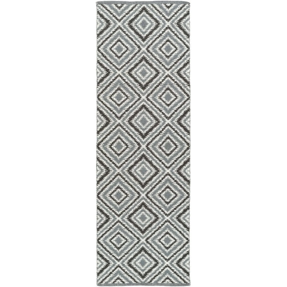 Hauteloom Vernal Wool Hallway, Kitchen Runner Rug - Contemporary - Ivory, Charcoal, Black - 2'6" x 8'