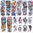 thumbnail image 1 of Waterproof Temporary Tattoo,16pcs Tattoo Stickers Temporary Temporary Tattoo Stickers Half Arm Temporary Tattoos User-Friendly Design, 1 of 8