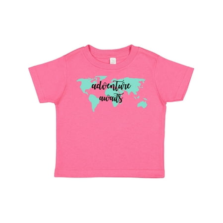 

Inktastic Adventure Awaits Teal World Map Gift Toddler Boy or Toddler Girl T-Shirt