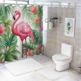 thumbnail image 7 of Orinice  Tropical Pink Flamingo Shower Curtain Art Decor Green Teal Palm Leaves Flower Modern Animal Style Bathroom Curtain Decor Set with Hooks  36x72, 7 of 7
