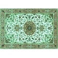 thumbnail image 1 of Ahgly Company Machine Washable Indoor Rectangle Medallion Turquoise Blue Traditional Area Rugs, 8' x 10', 1 of 4