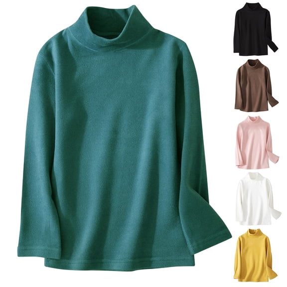 HaiMao Boys Girls Turtleneck Long Sleeve Soft Mock Neck Shirt Solid Color Basic Tee Tops Yellow 11Years