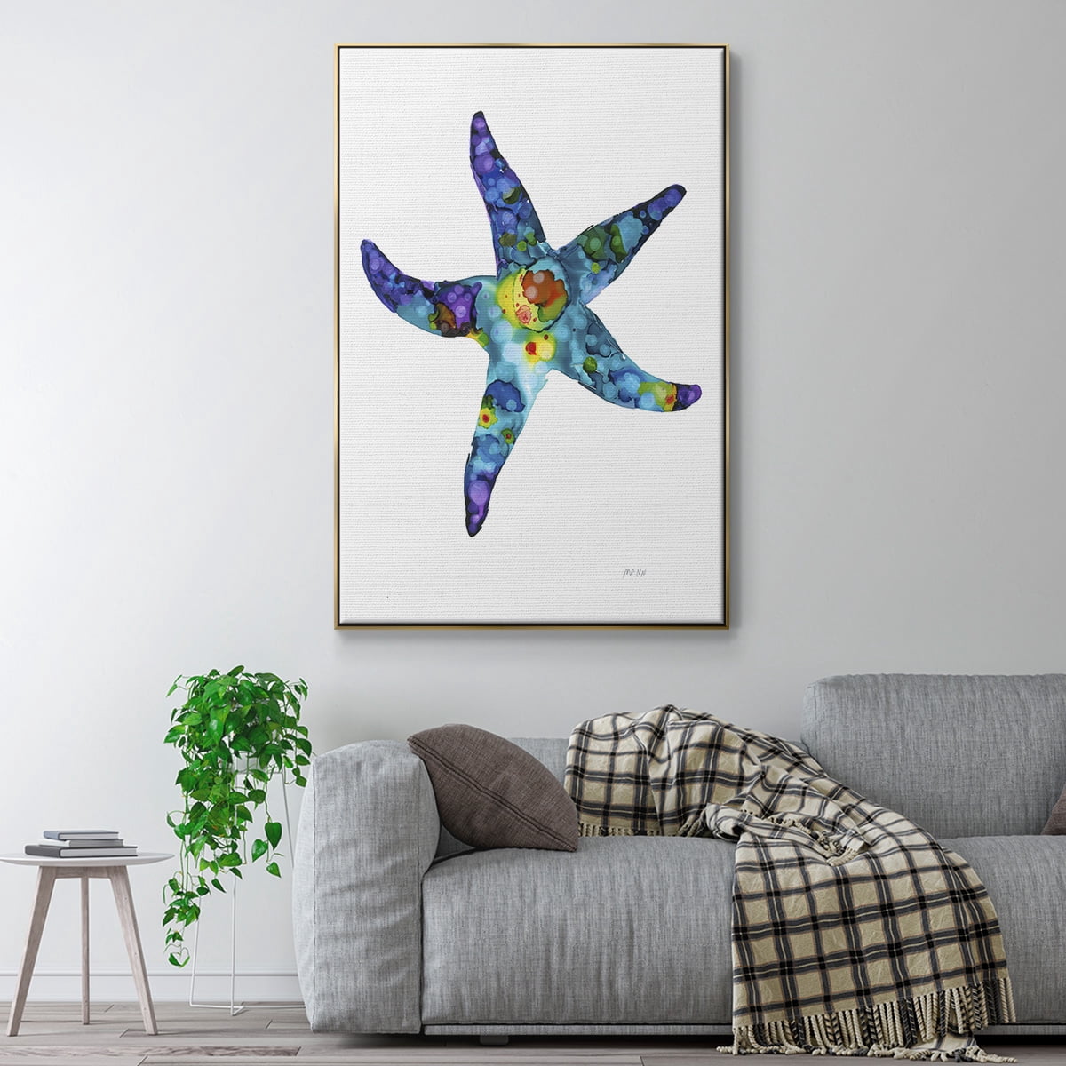Sea Star Framed Premium Gallery Wrapped Canvas - Ready to Hang - 25 x 37 - Gold Floating Frame