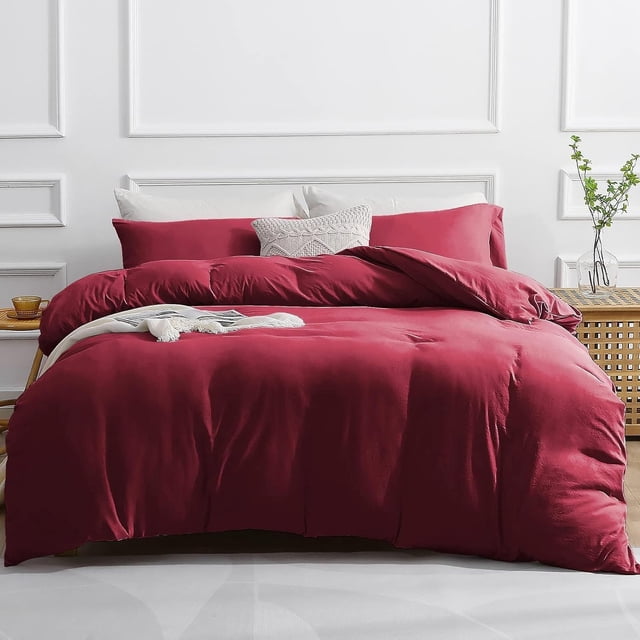 Duvet Cover Queen Piece Prewashed Ultra Soft Queen Bedding Set Features Zipper Closure and Corner Ties Includes Duvet Cover x & Pillowcases No Comforter
