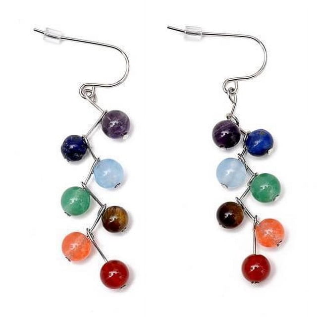 Pendientes colgantes con Cuentas de piedras preciosas de 6x7 colores Strade Fareast Limited Joyería de Moda para Mujer de Yoga 3 piezas