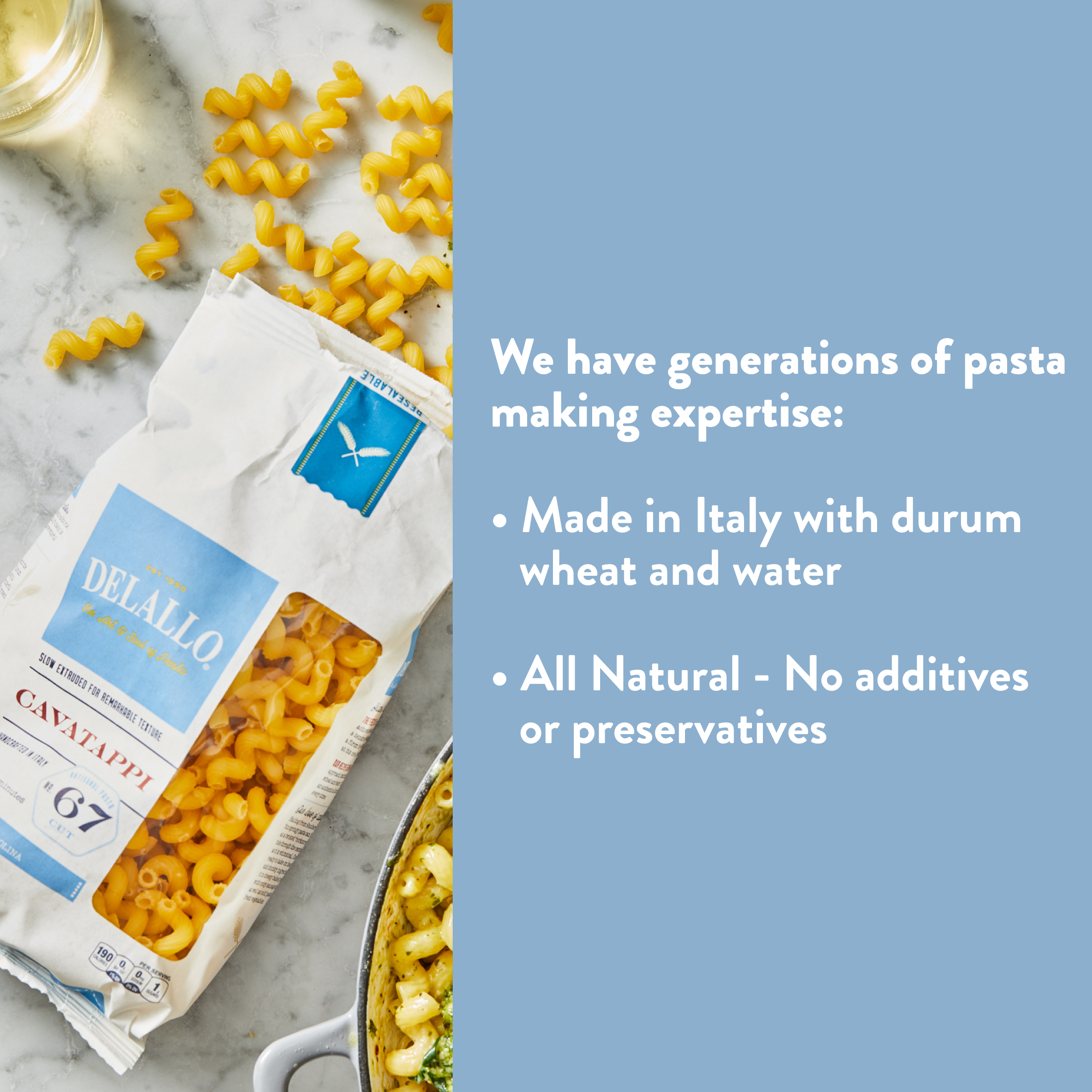 DeLallo, Cavatappi Pasta, Spiral Shape Noodles, Imported from Italy, Non-GMO, Shelf Stable, 1 lb Bag
