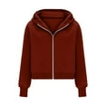 thumbnail image 4 of Womens Zip Up Hoodies, Long Sleeve Pullover for Women Fall Fashion Loose Fit Solid Color Cropped Half Zip Hooded Sweatshirts with Pockets, 4 of 6