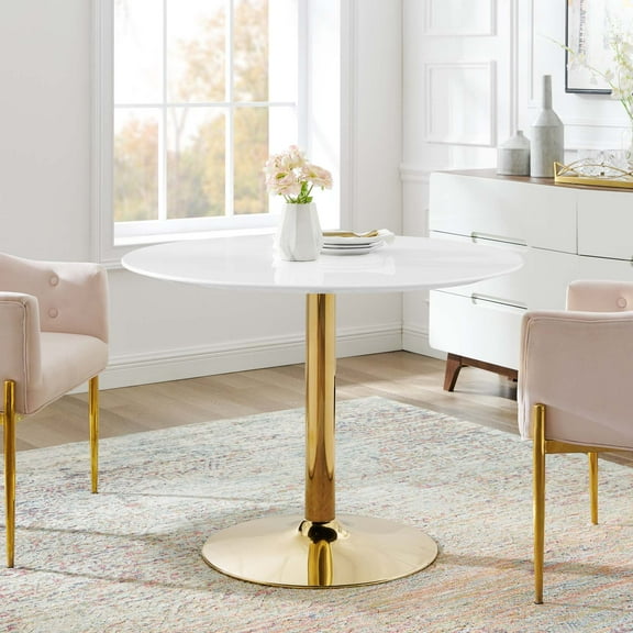 Modway Verne 40" Dining Table in Gold White