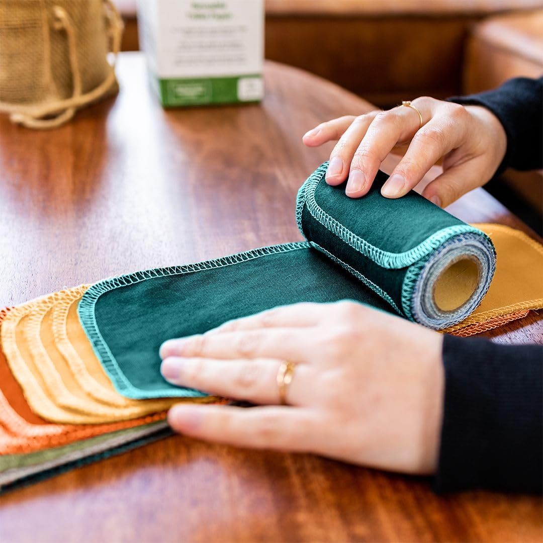 24 Reusable Toilet Paper Washable Roll - Bidet Towels Washable Toilet Paper - Cut Back & Waste Less with our Colored Super Soft, Absorbent & Re-Rollable Cloth Wipes - Jungle Edition
