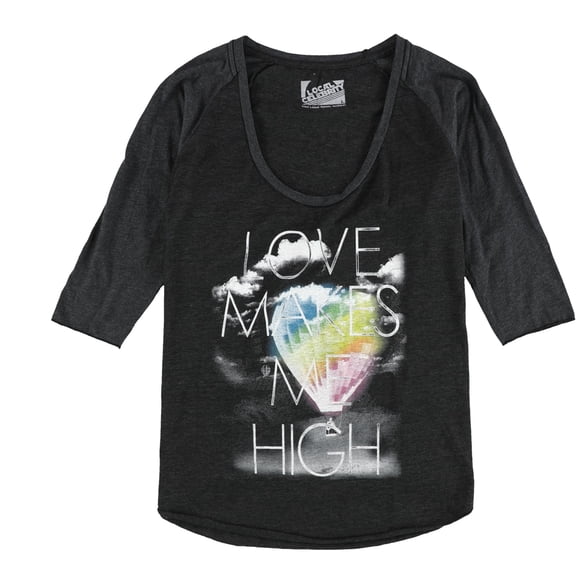 Local Celebrity Womens Love Makes Me High Graphic T-Shirt, Black, Medium