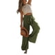 thumbnail image 3 of VISgogo Pantalones de pierna ancha para mujer, cintura alta, color sólido, con cordón, informal, para fiesta, club, pantalones sueltos VISgogo  moda, 3 of 5