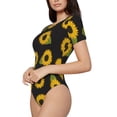 thumbnail image 2 of Haiem Sunflowers Women's Crew Neck Short Sleeve Bodysuit Tops Stretchy Slim Basic-Large, 2 of 9