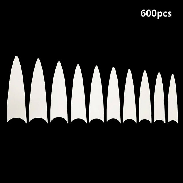 600pcs Long False Nail Tip Acrylic Coffin Shape Nail Half Cover Tip Manicure Art Accessory