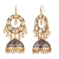 thumbnail image 3 of Efulgenz Indian Jewelry Bollywood Antique Crystal Kundan Jhumki Jhumka Earrings Set for Women, 3 of 4