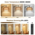 thumbnail image 3 of SERBASIC Boho Arc Floor Lamp for Living Room with Remote Control, Stepless Dimmable Rattan floor lamp with Liene Lampshade, Adjustable Standing Tall Lamp for Bedroom, 3 of 10