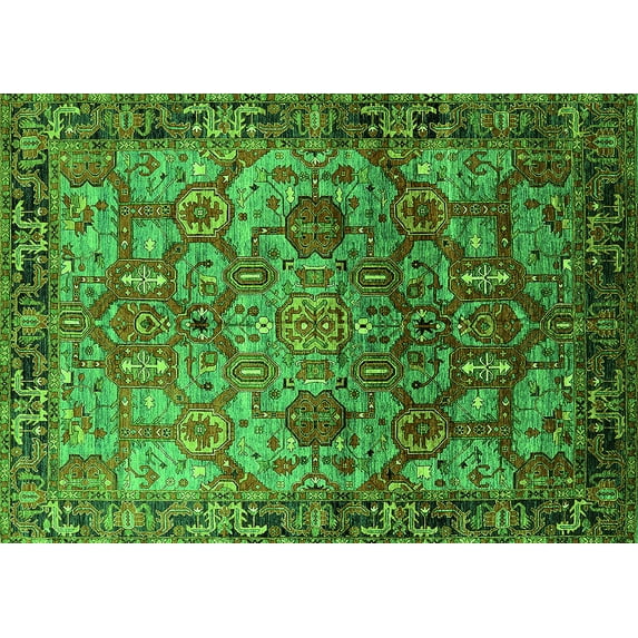 Ahgly Company Indoor Rectangle Oriental Green Traditional Area Rugs, 8' x 12'