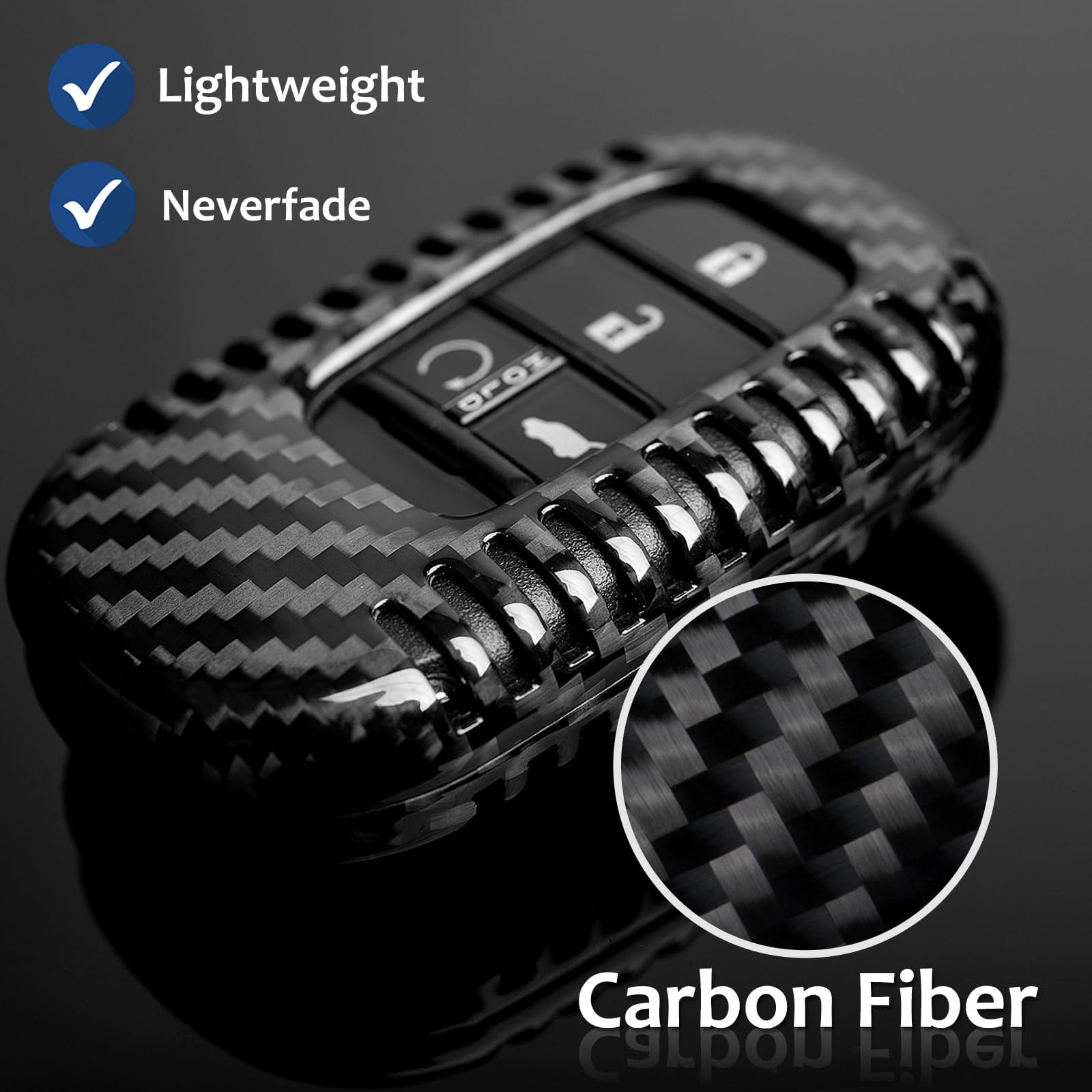 Key Fob Cover Compatible with Honda,Real Carbon Fiber Key Fob Case fits for Honda Civic Type R Key Shell fits for Accord Civic HR-V CR-V Pilot Sport SI EX EX-L Accessories 2023 2024