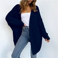thumbnail image 3 of Baberdicy Women's Long Knitted Cardigan, New Loose Weave Large Size Sweater Coat , Oversized Knit Cardigan, Longline Duster Sweater, Relaxed Coat Blue Xl, 3 of 3