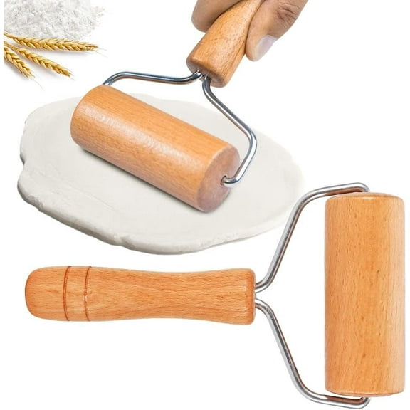 Siloon Small Rolling Pin, Wooden Dough Roller, Non-Stick Pizza Roller, Dough Baker Roller Set for Home Kitchen Baking Cooking(10.6cm/4.17in)