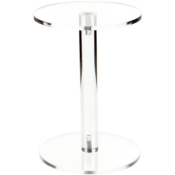 Plymor Clear Acrylic Round Barbell Pedestal Display Riser, 6.375" H x 4.5" D (3/16" thick)