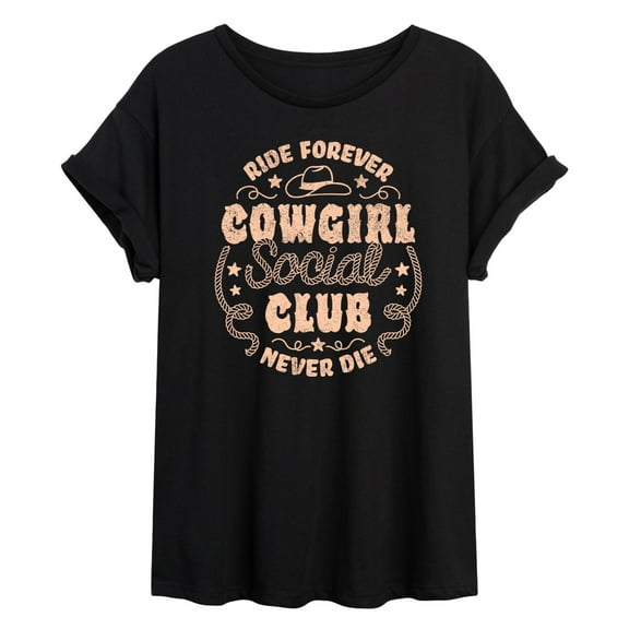 Instant Message - Cowgirl Social Club - Women's Oversized Graphic T-Shirt