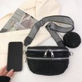 thumbnail image 1 of Bolsa De Hombro Bolso de pecho para mujer Bolsos de satchel con brillos Bolso de moda para niñas de cuero PU (Negro) Ndcxsfigh Para Estrenar, 1 of 8